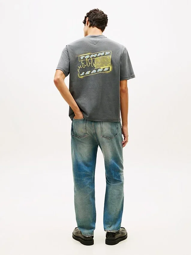 Tricou Tommy Jeans cu logo Bubble vopsit cu spray Tricou Tommy Jeans cu logo Bubble vopsit cu spray