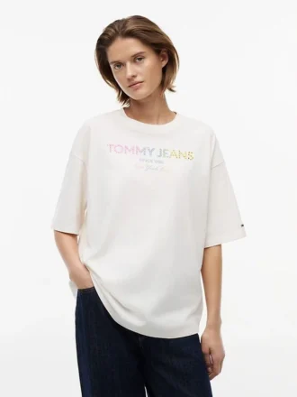 Tricou Tommy Jeans cu logo din cristale