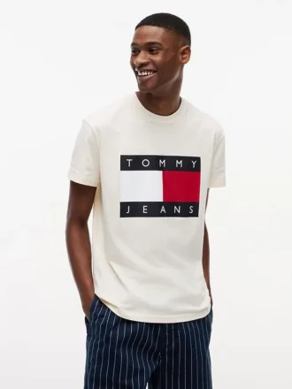 Tricou Tommy Jeans cu logo mare în formă de steag