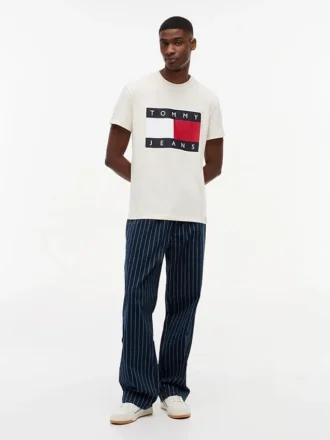 Tricou Tommy Jeans cu logo mare în formă de steag