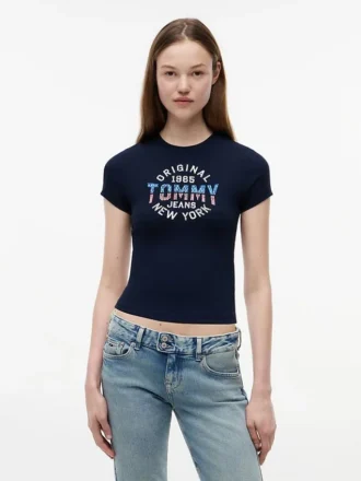 Tricou Tommy Jeans cu logo Retro NY
