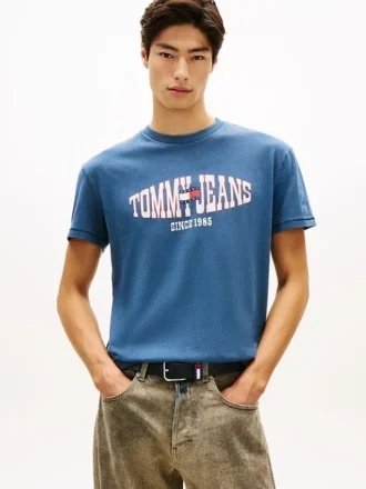 Tricou Tommy Jeans cu logo steag ondulat
