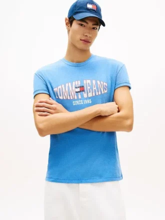 Tricou Tommy Jeans cu logo steag ondulat