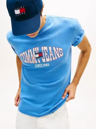 Tricou Tommy Jeans cu logo steag ondulat