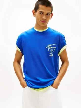 Tricou Tommy Jeans cu logo vopsit cu spray