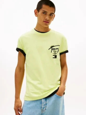Tricou Tommy Jeans cu logo vopsit cu spray