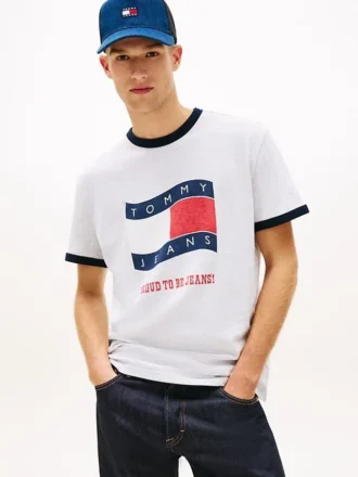 Tricou Tommy Jeans Wavy Flag Ringer
