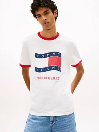 Tricou Tommy Jeans Wavy Flag Ringer