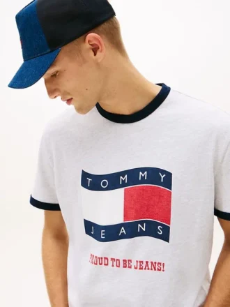 Tricou Tommy Jeans Wavy Flag Ringer