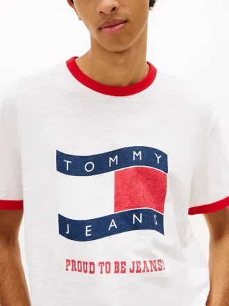 Tricou Tommy Jeans Wavy Flag Ringer