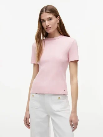 Tricou ușor din tricot cu nervuri