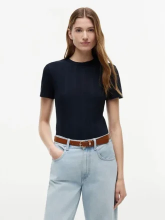 Tricou ușor din tricot cu nervuri