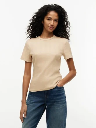 Tricou ușor din tricot cu nervuri