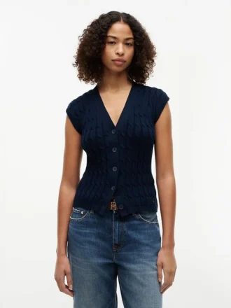 Vestă cardigan cu tricotaj în relief