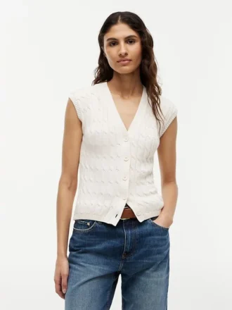 Vestă cardigan cu tricotaj în relief