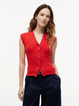 Vestă cardigan cu tricotaj în relief