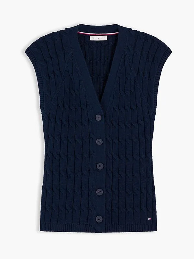 Vestă cardigan cu tricotaj în relief Vestă cardigan cu tricotaj în relief