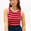 Vestă din tricot cu dungi și model împletit