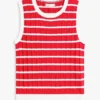 Vestă din tricot cu dungi și model împletit