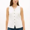 Vestă slim fit din amestec de in