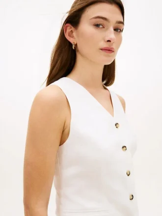 Vestă slim fit din amestec de in