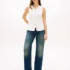 Vestă slim fit din amestec de in